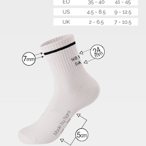 White Tennis Socks with Quotes High Quality Women & Men Socks Made in Germany Funny Crew Socks with Print Sport Socks image 9