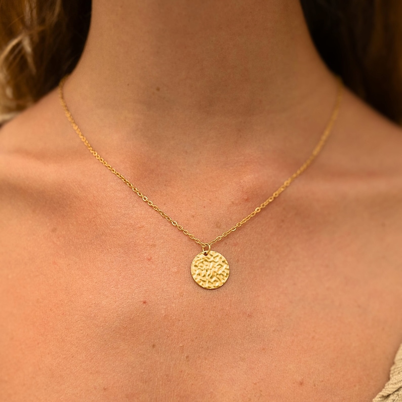 Necklace with Coin Pendant Gold Stainless Steel Chain Coin Necklace for Women Delicate Jewelry Gift for Her Boho Jewelry image 1