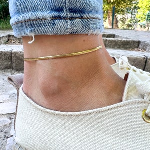 Snake Design Anklet Gold Rosé Silver Thin Womens Anklet Minimalist Ankle Chain Bracelet Adjustable & Waterproof Gift for Her image 5