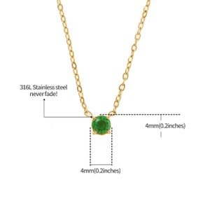 Collier minimaliste avec pendentif en pierres précieuses Chaîne ras du cou avec pierres précieuses en acier inoxydable Chaîne en or filigrane Cadeau pour elle avec boîte image 4