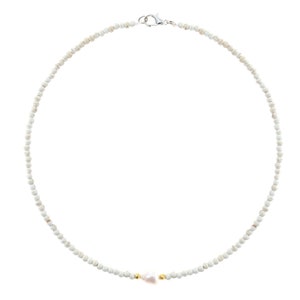 Süßwasserperlen Halskette Weiß Süßwasser Perlenkette Minimalistische Kette Perlen Choker Damen Halskette Frauen Geschenk für Sie Weiß