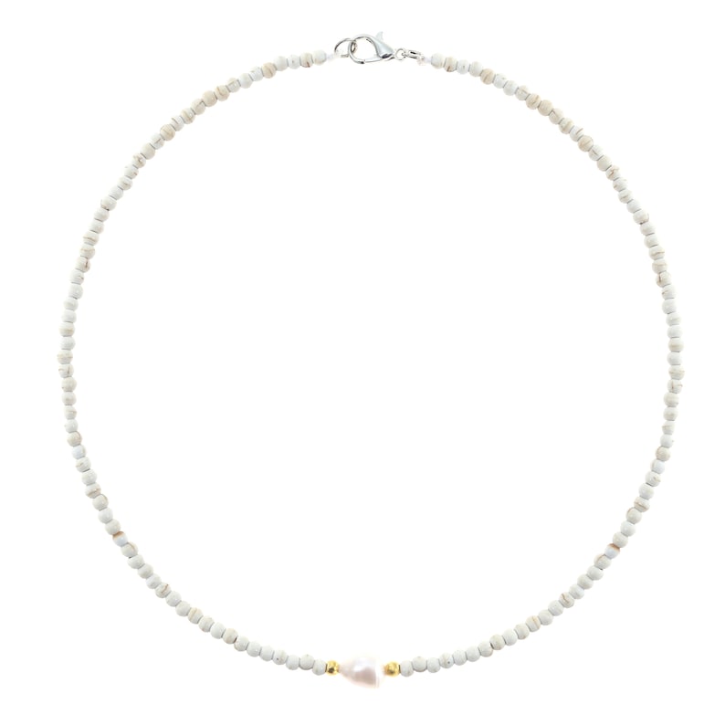 Süßwasserperlen Halskette Weiß Süßwasser Perlenkette Minimalistische Kette Perlen Choker Damen Halskette Frauen Geschenk für Sie Weiß