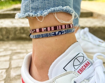 Surfer Beach Anklet Set for Women and Men - Womens Boho Ethno Ankle Bracelet - Mens Ankle Chain - Handmade Festival Jewelry - Waterproof