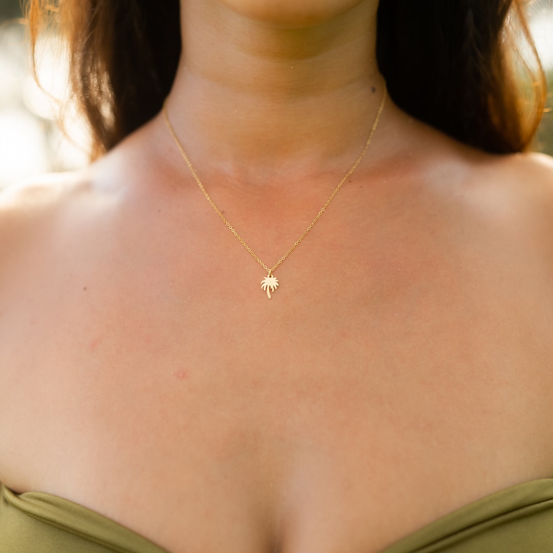 Rhodium Palmen Anhänger Mit Zirkonia - Aloha Shop