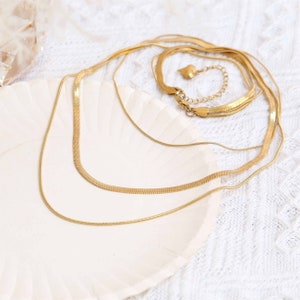 Multi-layered Snake Chain Triple-layered Snake Design Chain Women's Gold Necklace Minimalist Necklace Boho Jewelry Gift for Her image 5