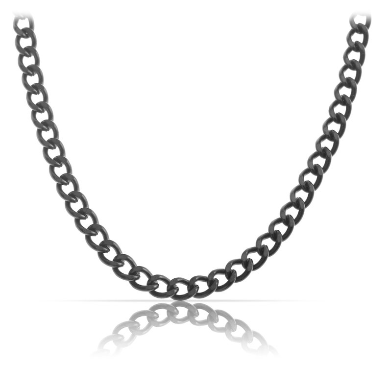 Edelstahl Herren Halskette Hochwertige Silber Herrenkette Männer-Kette Silberkette Gliederkette Geschenk Geburtstag Weihnachten SF5 Schwarz