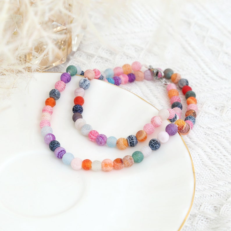 Colorful Pearl Necklace Women Beads Necklace Made of Genuine Stones Necklace Women Summer Jewelry Boho Jewelry Gift for Her image 6