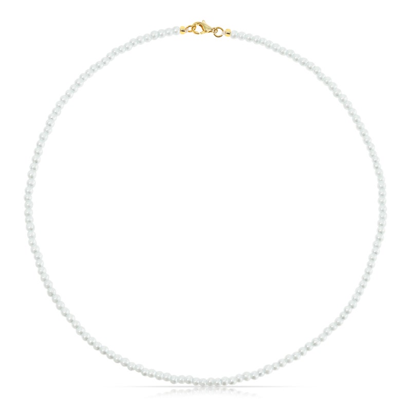 Collier de perles d'eau douce blanc Collier de perles d'eau douce Collier minimaliste Tour de cou en perles pour femmes Collier pour femmes Cadeau pour elle image 4