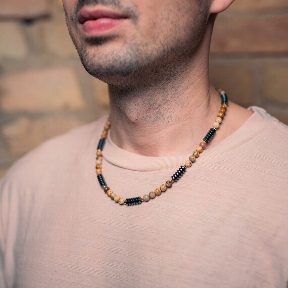 Mens Wood Bead Necklace Surfer Necklace Beaded Wood Choker -  Finland