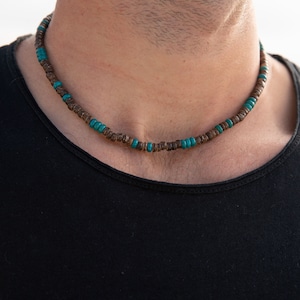Surfer ketting met kokoshouten kralen - Heren ketting surfer ketting kokoshouten kralen - Strand surfer festival sieraden - Waterdicht