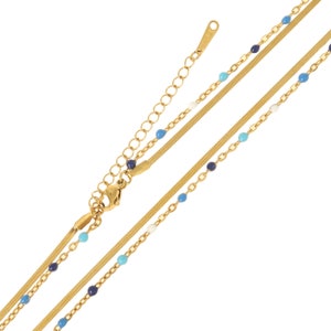 Doppelreihige Choker Kette Damen Schlangenkette mit Perlen Layered Goldkette Boho Schmuck Geschenk für Sie Bild 6