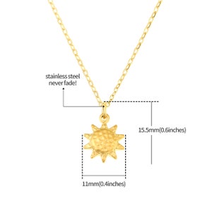 Halskette mit Sonnen Anhänger Minimalistische Sonnenkette Damen Halskette aus Edelstahl Filigrane Goldkette Geschenk für Sie mit Box Bild 6
