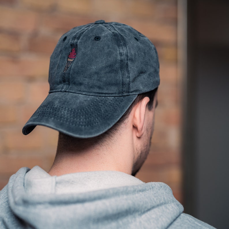 3x Basecap Set Used Look Adjustable Red Black Green with or without Prints Softshell Baseball Caps Peaked Cap Headpiece Unisex Funky Ice Cream