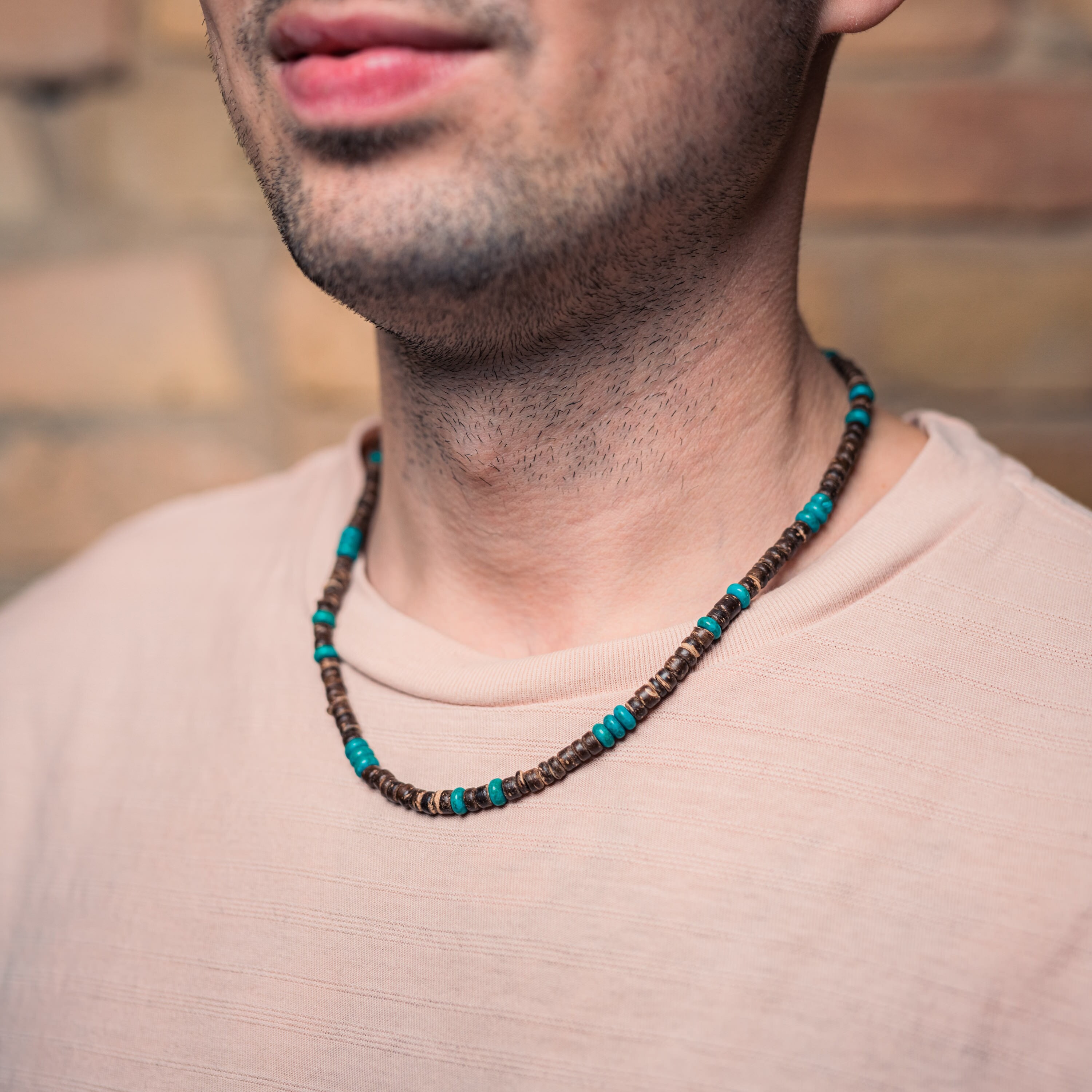 Surfer Necklace With Coconut Wood Beads 