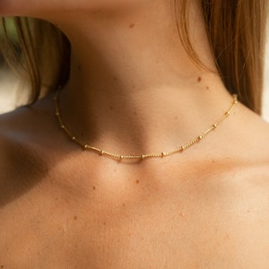 Collier minimaliste en or ou argent ou rose chaîne à maillons femmes tour de cou collier femmes cadeau pour elle dames Or