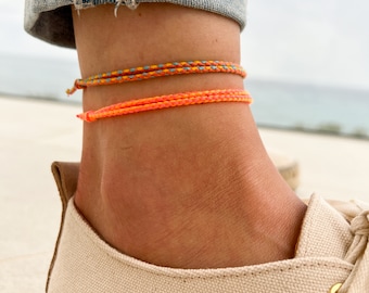 Surfer Beach Footband Set para Hombres Mujeres - Boho Ethno Anklets Men Women - Handmade Festival Jewelry - Impermeable & Ajustable R