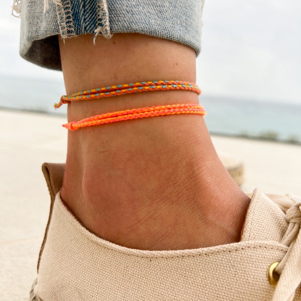 Surfer Beach Footband Set para Hombres Mujeres - Boho Ethno Anklets Men Women - Handmade Festival Jewelry - Impermeable & Ajustable R