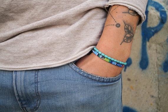Surfer Bracelet Set for Men and Women - Handmade Boho Summer Festival Jewelry - Mens Womens Waterproof Cotton Bracelet Set - Birthday Gift