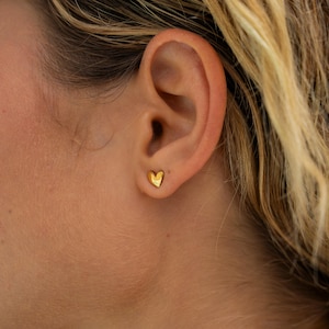Heart Earrings Gold • Stainless Steel Stud Earrings • Gold-Plated Heart Earrings • Gifts for Women • Summer Jewelry • Minimalist Jewelry