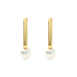 Earrings in Gold with Pearl Modern Earrings Gold Ear Cuff Simple Earrings Dainty Earrings image 4