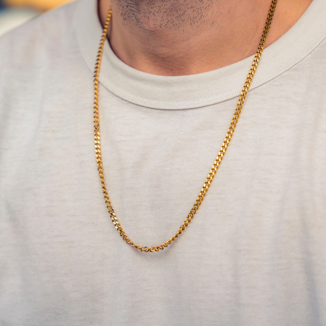 Mens Gold Necklace High Quality Stainless Steel Gold Etsy