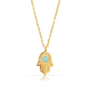 Collier avec pendentif en or Collier en acier inoxydable avec pendentif Main de Fatima Collier filigrane pour femme Bijoux bohèmes Porte-bonheur pour vous image 2