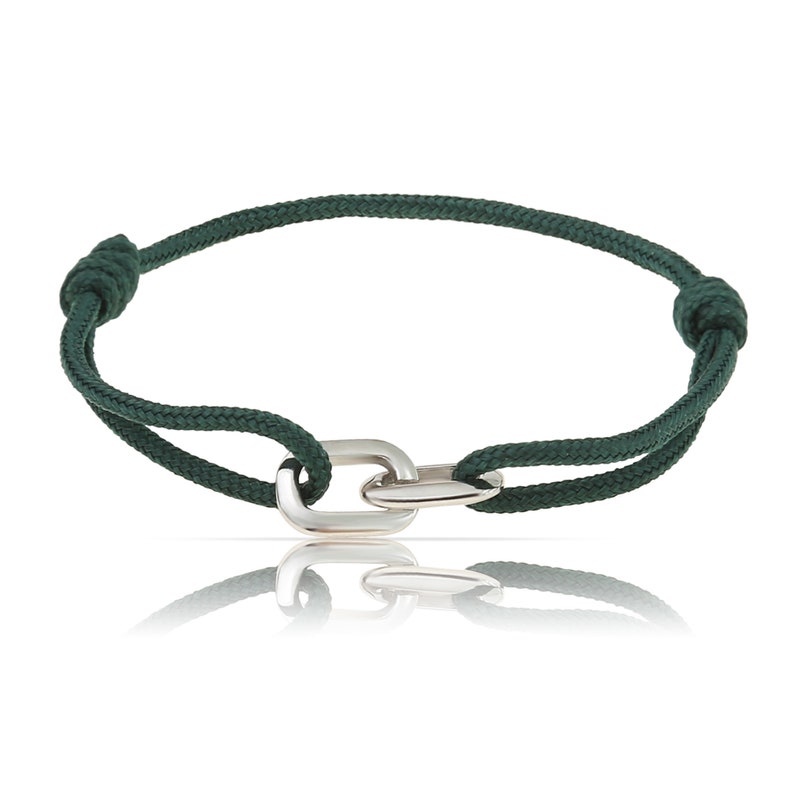 Bracciale da uomo con connettore in acciaio inossidabile Bracciale in corda da vela Bracciale da surfista Regolabile e impermeabile Regalo per uomo lei Verde