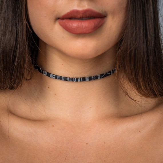 Boho Surfer Choker Necklace Women Girls Made by Nami Handmade Festival Accessories Hippie Jewelry Adjustable Waterproof Black Etsy