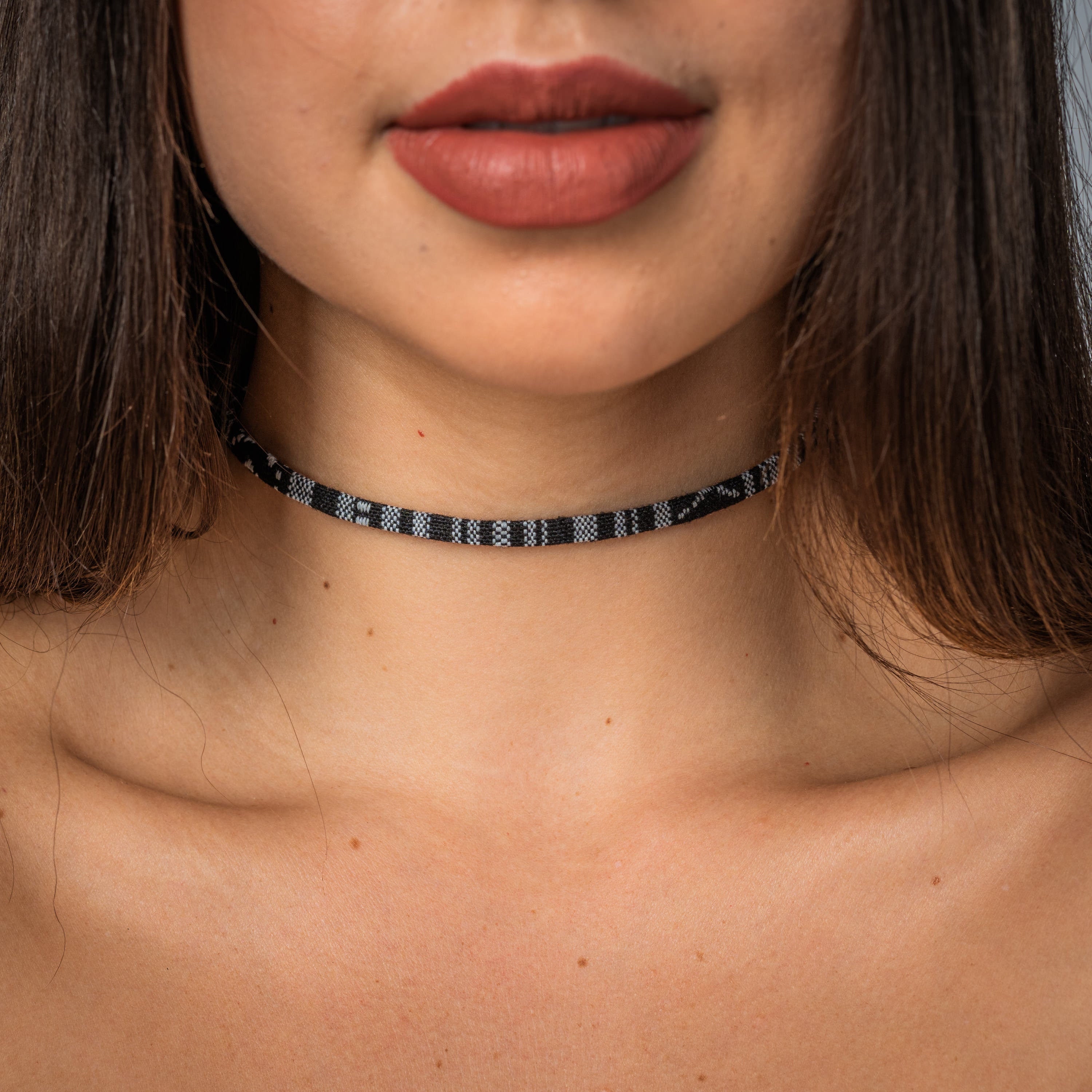 Boho Surfer Choker Necklace Women & Girls - Made by Nami Handmade Festival Accessories - Hippie Jewelry - Adjustable + Waterproof - Black