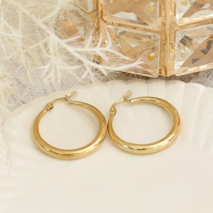 Creolen Gold Ohrringe Dicke Gold Creolen Chunky Gold Creolen Gold Ohrringe Gold Creolen Geschenk für Sie Frauen Schmuck Bild 4