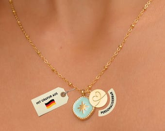 Personalized Necklace with Pendant Custom Necklace with Engraving Stainless Steel Personalized Gift for Women Boho Necklace with Name