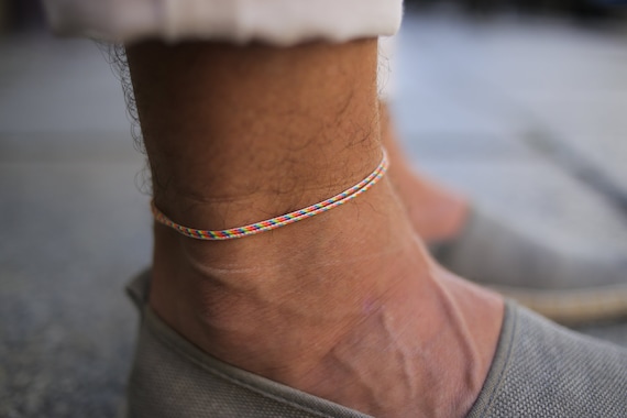 Buy Anklet for Men Mens Anklet With a Silver Tube Charm and Online in India   Etsy