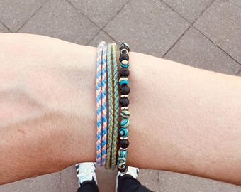 Surfer Bracelet Set for Women & Men • Beach Bracelets • Woven Bracelets Boho Style • Beach and Festival Jewelry • Waterproof Jewelry