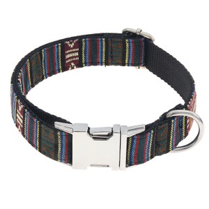 Handmade Boho Dog Collar Colorful wide collar for dogs made of woven nylon in different colors and 4 lengths for small and large dogs image 3