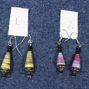 Paper Beads Necklace and Earings, Paper Bead Jewelry, Recycled Paper Beads, Earings,  Handcrafted Jewelry