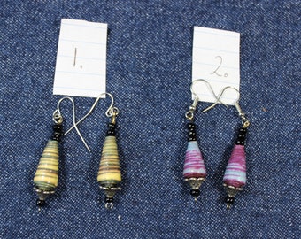 Collier et boucles d'oreilles en perles de papier, Bijoux en perles de papier, Perles en papier recyclé, Boucles d'oreilles, Bijoux artisanaux