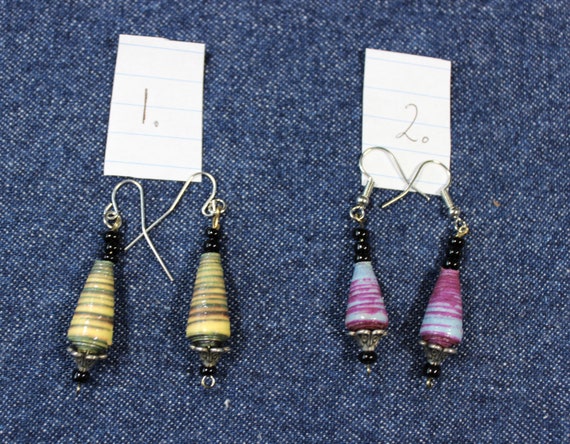 Paper Beads Necklace and Earings Paper Bead Jewelry Recycled