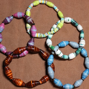 Bracciale perline di carta, gioielli di perline di carta, perline di carta riciclata, bracciali
