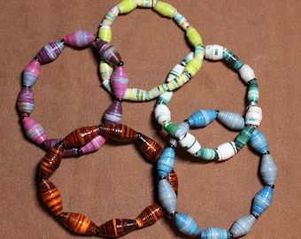 Bracelet de perles de papier, bijoux en perles de papier, perles de papier recyclées, bracelets