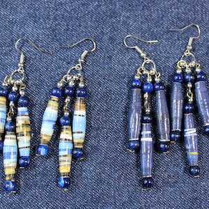 Paper Beads Necklace and Earings, Paper Bead Jewelry, Recycled Paper Beads, Earings,  Handcrafted Jewelry