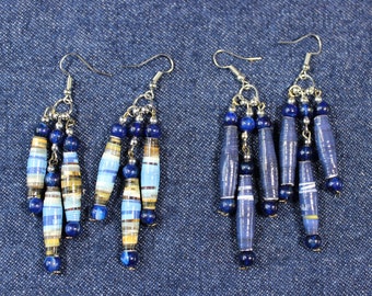 Collier et boucles d'oreilles en perles de papier, Bijoux en perles de papier, Perles en papier recyclé, Boucles d'oreilles, Bijoux artisanaux