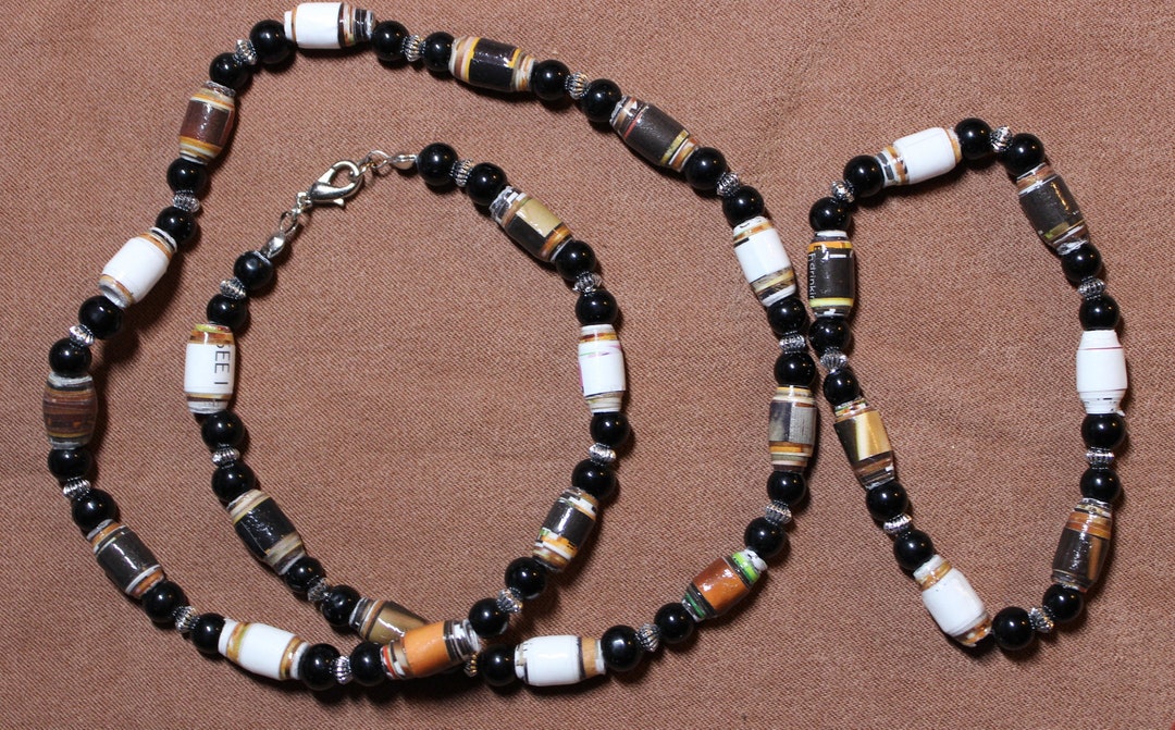 Paper Beads Necklace and Bracelet Paper Bead Jewelry Etsy