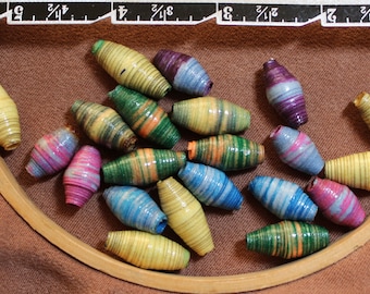 Perles de papier, perles de papier en vrac, fournitures de perlage, perles de papier mélangées, perles de papier recyclé, perles artisanales