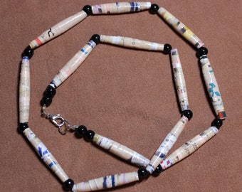 Paper Bead Necklace, Recycled Paper Bead Jewelry, Bead Jewelry, Handcrafted Jewelry
