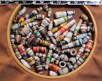 Paper Beads, Loose Paper Beads, Beading Supplies, Mixed Paper Beads, Recycled Paper Beads, Craft Beads