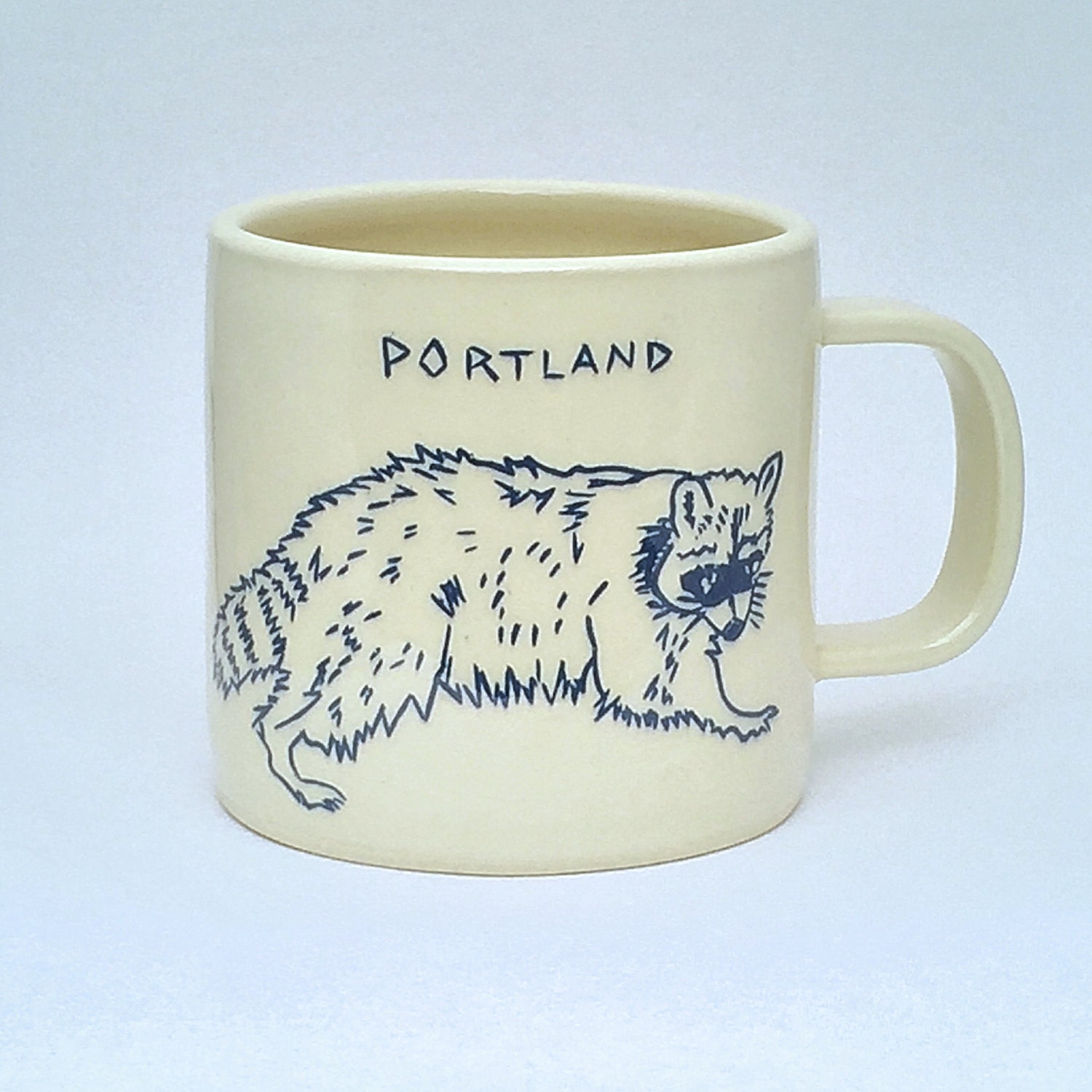 Handmade Ceramic Portland Raccoon Mug Portland Oregon Art Etsy