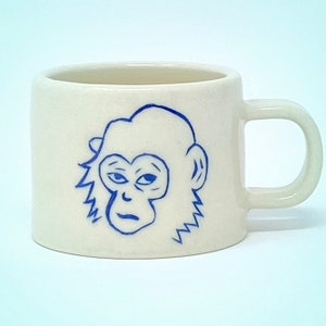 Mini Handmade Ceramic Baby Monkey Mug, Monkey Art, Tiny Mug, Animal Art, Cute Monkey Mug, Espresso Cup, Whiskey Cup, Shot Glass, Baby Mug