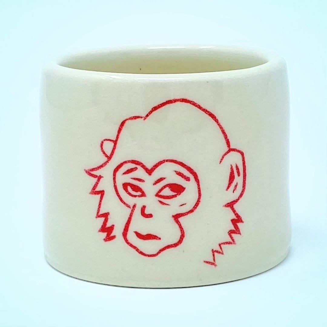 Mini Handmade Ceramic Baby Monkey Planter, Tiny Planter, Baby Monkey ...