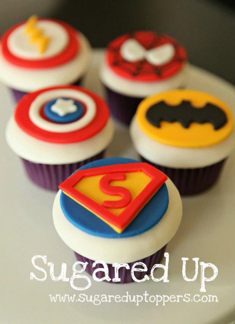 Superhero Fondant Cupcake Toppers Etsy