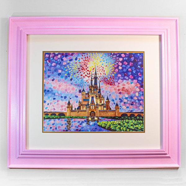 Disney frame castle pink large artistic frame with pink shimmer